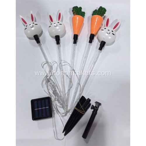 5PCS Solar Bunny and Carrot Stake Lights